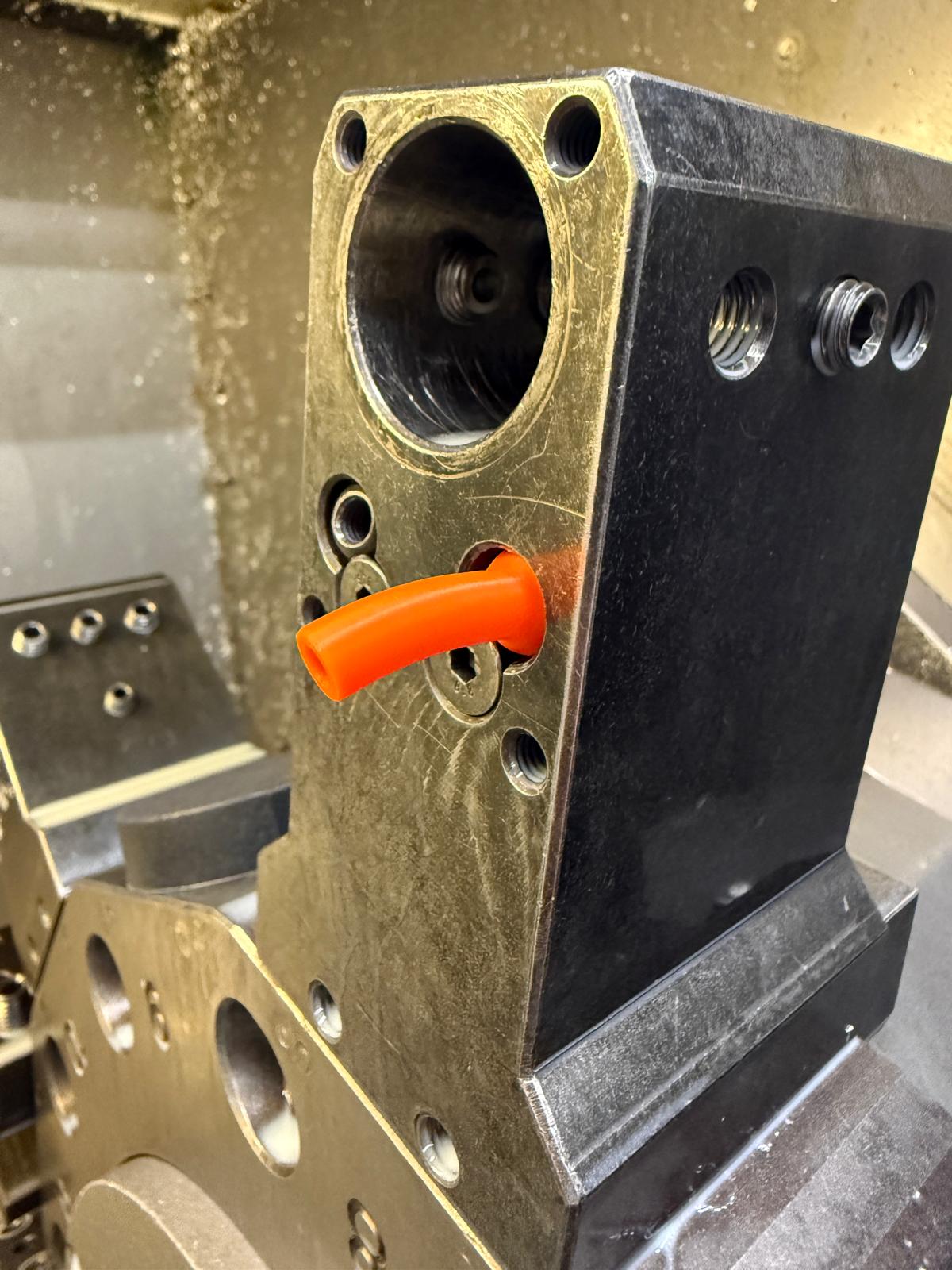 3D printed machine port plug installed